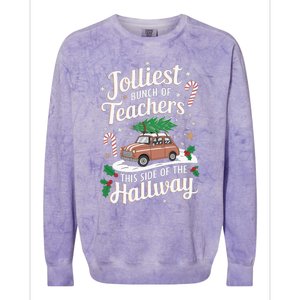 Jolliest Bunch Of Teachers This Side Of The Hallway Xmas Colorblast Crewneck Sweatshirt