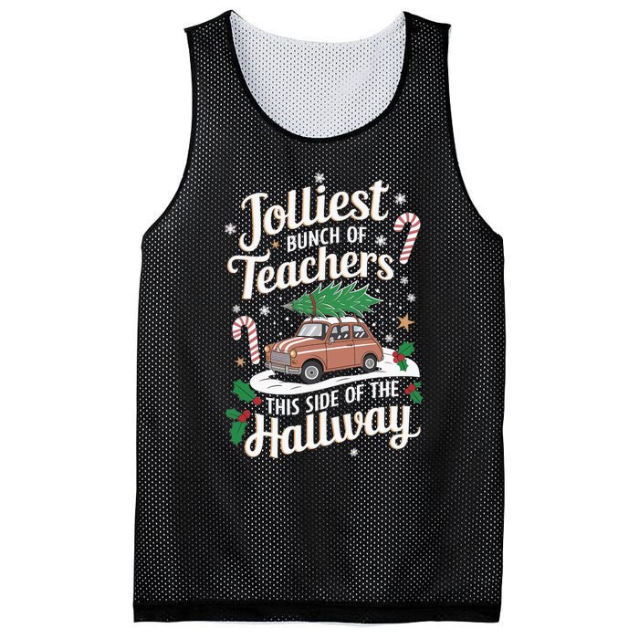 Jolliest Bunch Of Teachers This Side Of The Hallway Xmas Mesh Reversible Basketball Jersey Tank