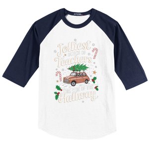 Jolliest Bunch Of Teachers This Side Of The Hallway Xmas Baseball Sleeve Shirt