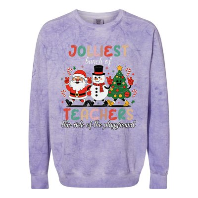 Jolliest Bunch Of Teachers This Side Of The Playground Xmas Colorblast Crewneck Sweatshirt