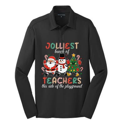 Jolliest Bunch Of Teachers This Side Of The Playground Xmas Silk Touch Performance Long Sleeve Polo