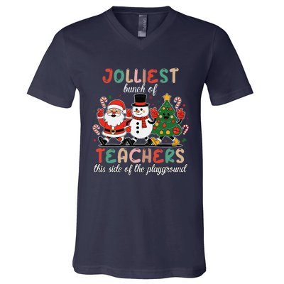 Jolliest Bunch Of Teachers This Side Of The Playground Xmas V-Neck T-Shirt