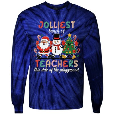 Jolliest Bunch Of Teachers This Side Of The Playground Xmas Tie-Dye Long Sleeve Shirt