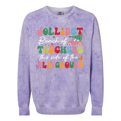 Jolliest Bunch Of Teachers This Side Of The Playground Xmas Colorblast Crewneck Sweatshirt