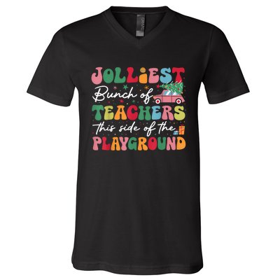 Jolliest Bunch Of Teachers This Side Of The Playground Xmas V-Neck T-Shirt