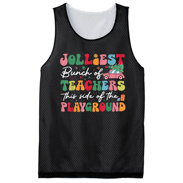 Jolliest Bunch Of Teachers This Side Of The Playground Xmas Mesh Reversible Basketball Jersey Tank