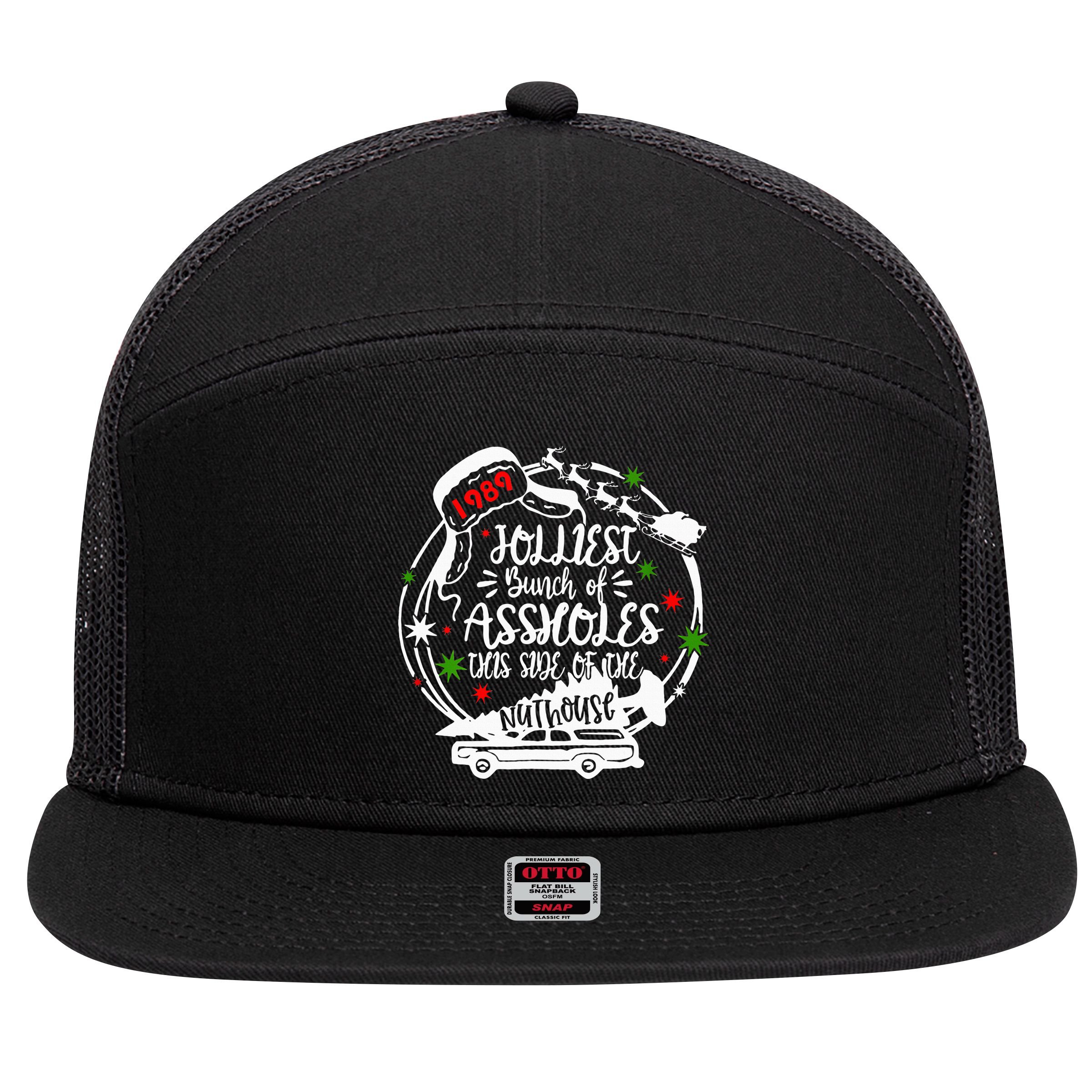 Jolliest Bunch Of Assholes This Side Of The Nut House Xmas  7 Panel Mesh Trucker Snapback Hat