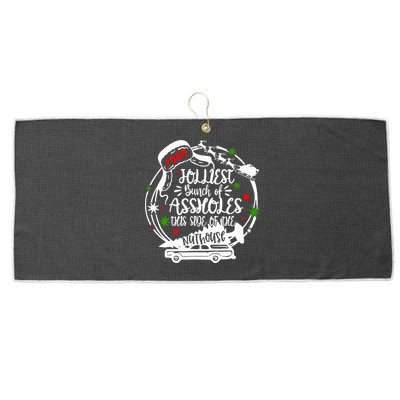 Jolliest Bunch Of Assholes This Side Of The Nut House Xmas  Large Microfiber Waffle Golf Towel