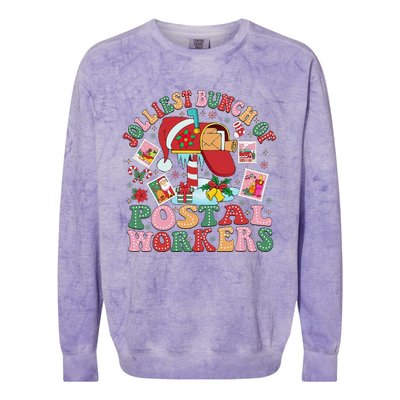 Jolliest Bunch Of Postal Workers Christmas Mail Carrier Colorblast Crewneck Sweatshirt