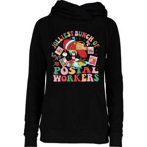 Jolliest Bunch Of Postal Workers Christmas Mail Carrier Womens Funnel Neck Pullover Hood