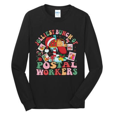 Jolliest Bunch Of Postal Workers Christmas Mail Carrier Tall Long Sleeve T-Shirt