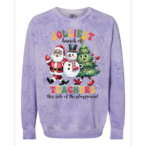 Jolliest Bunch Of Teachers This Side Of The Playground Xmas Colorblast Crewneck Sweatshirt