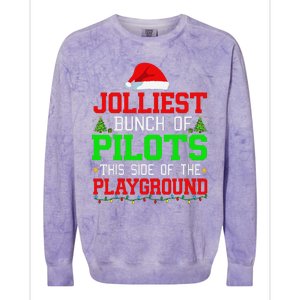 Jolliest Bunch Of Pilots Of Playground Christmas Job Team Colorblast Crewneck Sweatshirt