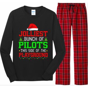 Jolliest Bunch Of Pilots Of Playground Christmas Job Team Long Sleeve Pajama Set