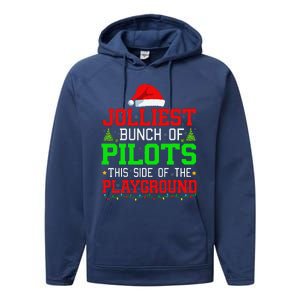 Jolliest Bunch Of Pilots Of Playground Christmas Job Team Performance Fleece Hoodie