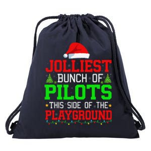 Jolliest Bunch Of Pilots Of Playground Christmas Job Team Drawstring Bag