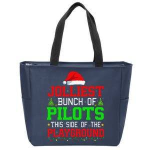 Jolliest Bunch Of Pilots Of Playground Christmas Job Team Zip Tote Bag