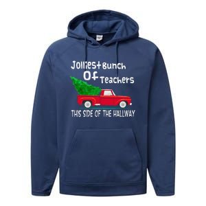 Jolliest Bunch Of Teachers This Side Of The Hallway Xmas Performance Fleece Hoodie