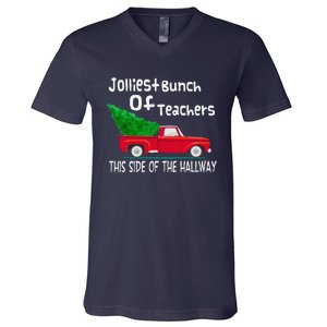 Jolliest Bunch Of Teachers This Side Of The Hallway Xmas V-Neck T-Shirt