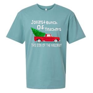 Jolliest Bunch Of Teachers This Side Of The Hallway Xmas Sueded Cloud Jersey T-Shirt