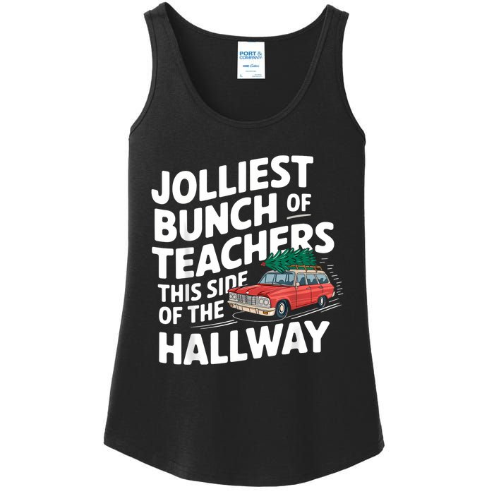 Jolliest Bunch Of Teachers This Side Of The Hallway Xmas Ladies Essential Tank