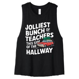 Jolliest Bunch Of Teachers This Side Of The Hallway Xmas Women's Racerback Cropped Tank