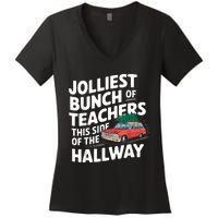 Jolliest Bunch Of Teachers This Side Of The Hallway Xmas Women's V-Neck T-Shirt