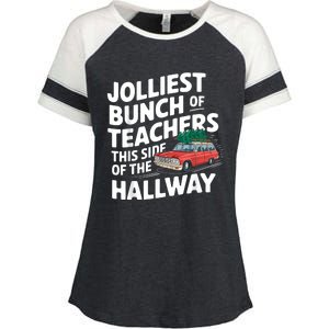 Jolliest Bunch Of Teachers This Side Of The Hallway Xmas Enza Ladies Jersey Colorblock Tee