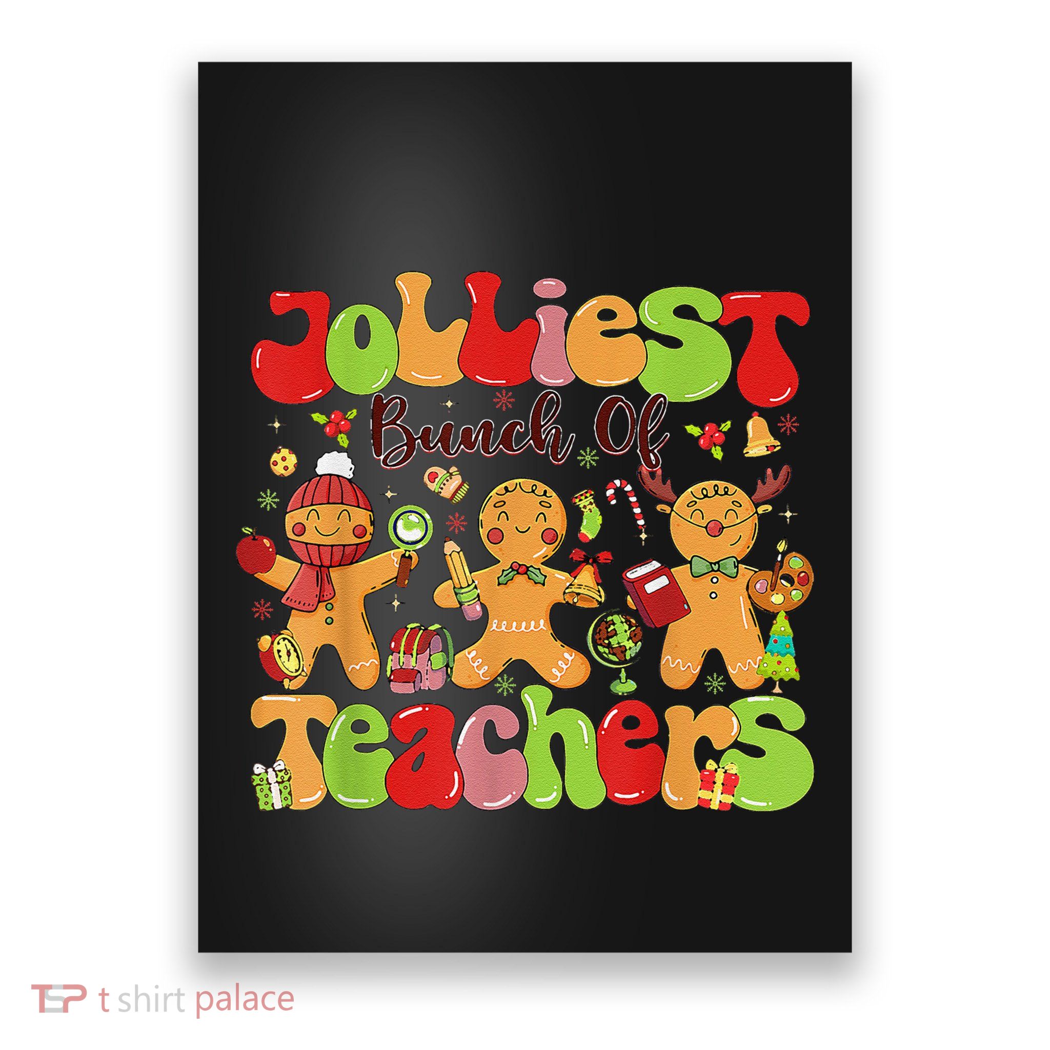 Jolliest Bunch Of Teachers Retro Christmas Gingerbread Poster