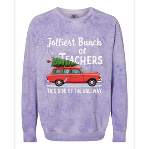 Jolliest Bunch Of Teachers This Side Of The Hallway Xmas Colorblast Crewneck Sweatshirt