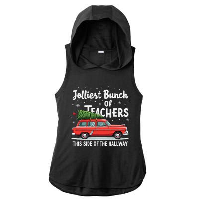 Jolliest Bunch Of Teachers This Side Of The Hallway Xmas Ladies PosiCharge Tri-Blend Wicking Draft Hoodie Tank