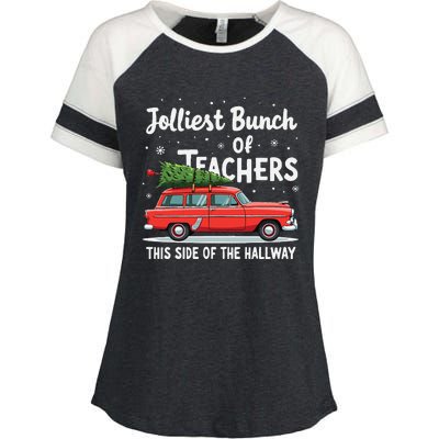 Jolliest Bunch Of Teachers This Side Of The Hallway Xmas Enza Ladies Jersey Colorblock Tee