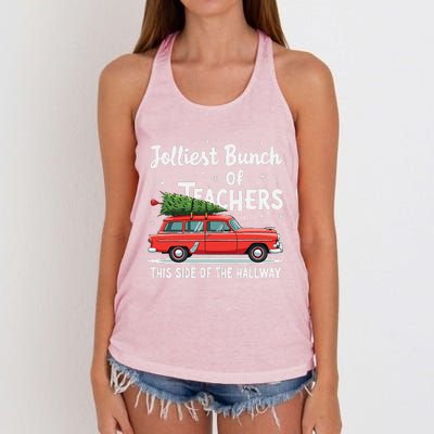 Jolliest Bunch Of Teachers This Side Of The Hallway Xmas Women's Knotted Racerback Tank