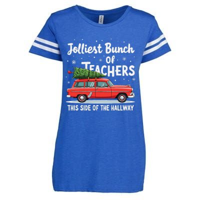 Jolliest Bunch Of Teachers This Side Of The Hallway Xmas Enza Ladies Jersey Football T-Shirt