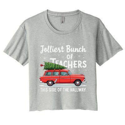 Jolliest Bunch Of Teachers This Side Of The Hallway Xmas Women's Crop Top Tee