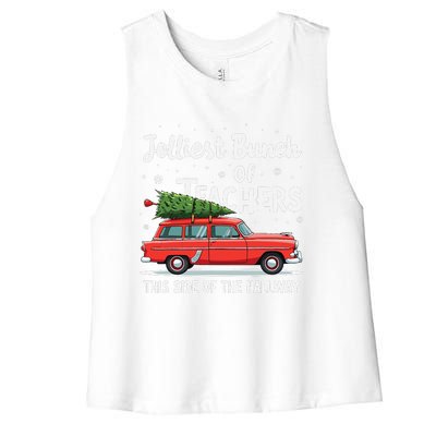 Jolliest Bunch Of Teachers This Side Of The Hallway Xmas Women's Racerback Cropped Tank