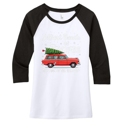 Jolliest Bunch Of Teachers This Side Of The Hallway Xmas Women's Tri-Blend 3/4-Sleeve Raglan Shirt