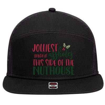 Jolliest Bunch Of Assholes Christmas Story Nuthouse 7 Panel Mesh Trucker Snapback Hat