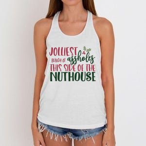 Jolliest Bunch Of Assholes Christmas Story Nuthouse Women's Knotted Racerback Tank