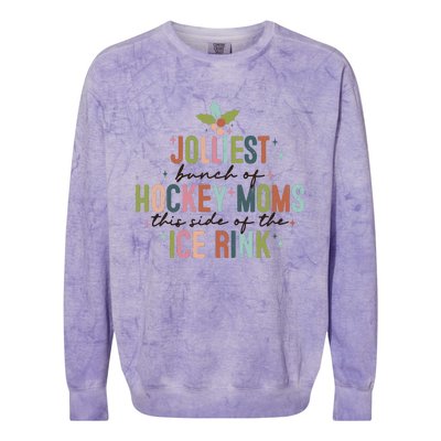 Jolliest Bunch Of Hockey Moms This Side Of The Ice Rink Christmas Colorblast Crewneck Sweatshirt