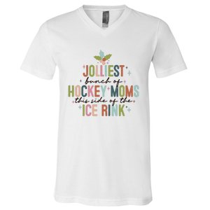 Jolliest Bunch Of Hockey Moms This Side Of The Ice Rink Christmas V-Neck T-Shirt