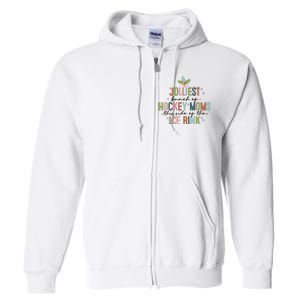 Jolliest Bunch Of Hockey Moms This Side Of The Ice Rink Christmas Full Zip Hoodie