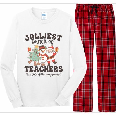 Jolliest Bunch Of Teachers This Side Of The Playground Xmas  Long Sleeve Pajama Set