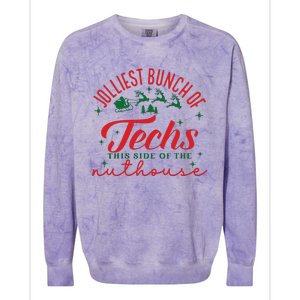 Jolliest Bunch Of Techs Jolliest Bunch Christmas Crew Colorblast Crewneck Sweatshirt