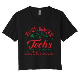 Jolliest Bunch Of Techs Jolliest Bunch Christmas Crew Women's Crop Top Tee