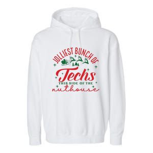 Jolliest Bunch Of Techs Jolliest Bunch Christmas Crew Garment-Dyed Fleece Hoodie