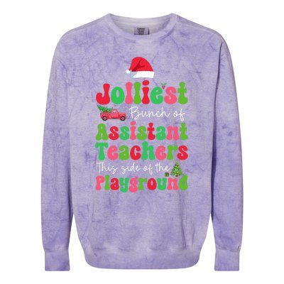 Jolliest Bunch Of Assistant Teachers Of Playground Xmas Colorblast Crewneck Sweatshirt