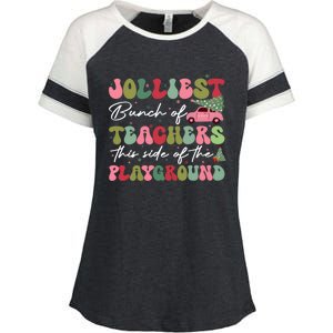 Jolliest Bunch Of Teachers This Side Of The Playground Enza Ladies Jersey Colorblock Tee