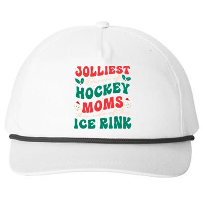 Jolliest Bunch Of Hockey Moms Retro Christmas Hockey Moms Gift Snapback Five-Panel Rope Hat