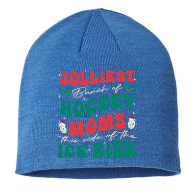 Jolliest Bunch Of Hockey Moms Retro Christmas Hockey Moms Gift Sustainable Beanie